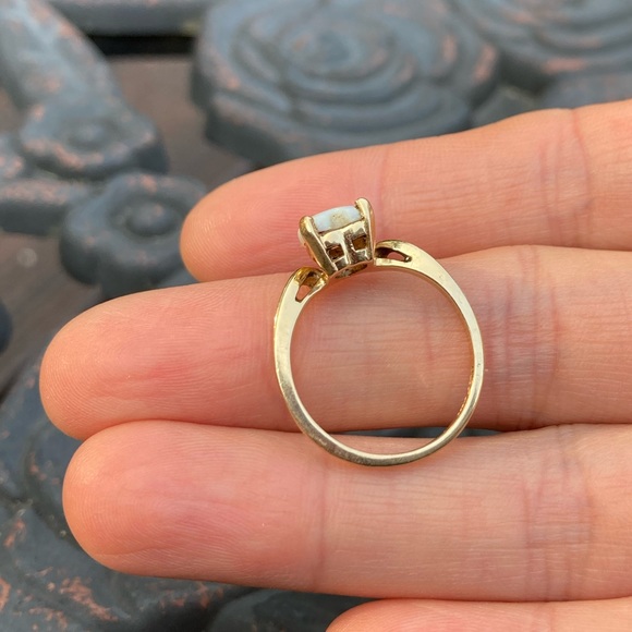 Vintage Baden & Foss Opal Heart 14k Solid Gold Ring Size 5.5 - Picture 8 of 16